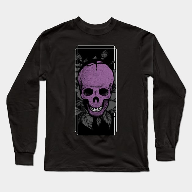 Purple Skull Face Long Sleeve T-Shirt by DeathAnarchy